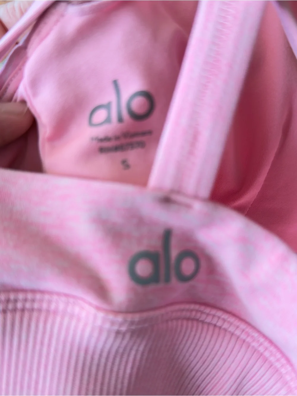 ALO Yoga Lavish Heathered Pink Sports Bra with Cross-Back